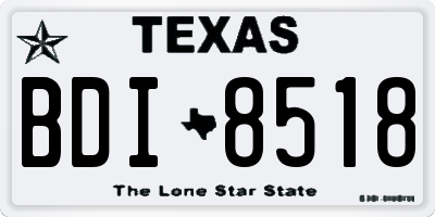 TX license plate BDI8518