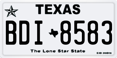 TX license plate BDI8583