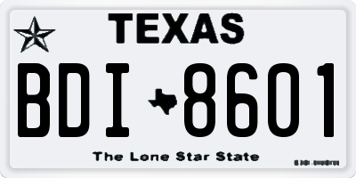 TX license plate BDI8601