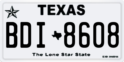 TX license plate BDI8608