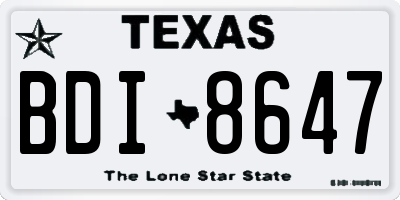 TX license plate BDI8647