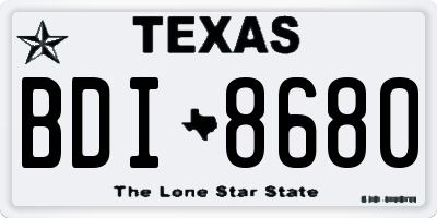 TX license plate BDI8680
