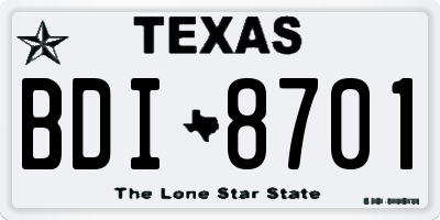 TX license plate BDI8701