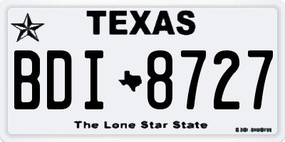 TX license plate BDI8727