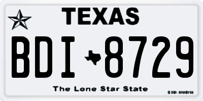 TX license plate BDI8729