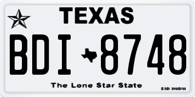 TX license plate BDI8748