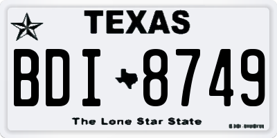 TX license plate BDI8749