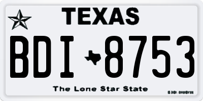 TX license plate BDI8753