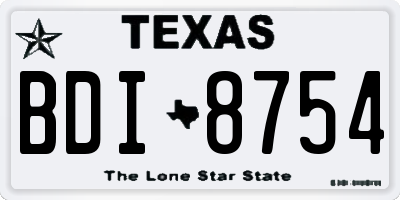 TX license plate BDI8754