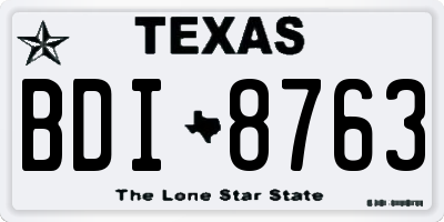 TX license plate BDI8763