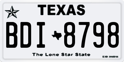 TX license plate BDI8798