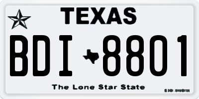 TX license plate BDI8801