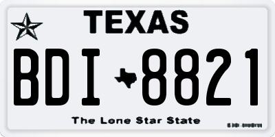 TX license plate BDI8821
