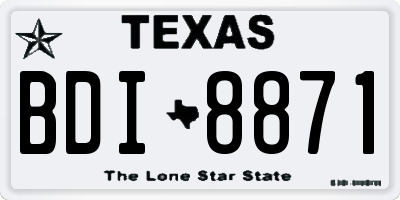 TX license plate BDI8871