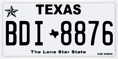 TX license plate BDI8876