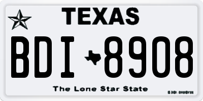 TX license plate BDI8908