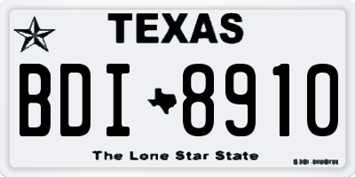 TX license plate BDI8910