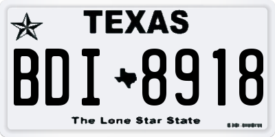 TX license plate BDI8918