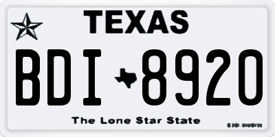 TX license plate BDI8920
