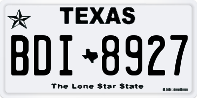TX license plate BDI8927