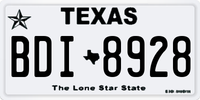 TX license plate BDI8928