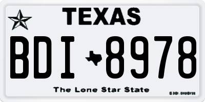 TX license plate BDI8978