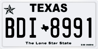 TX license plate BDI8991