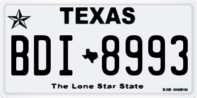 TX license plate BDI8993