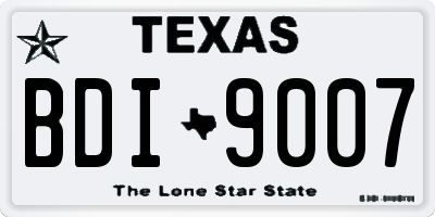 TX license plate BDI9007