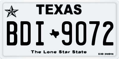 TX license plate BDI9072