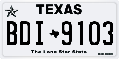 TX license plate BDI9103