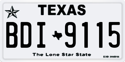 TX license plate BDI9115