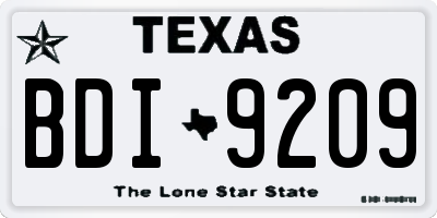 TX license plate BDI9209