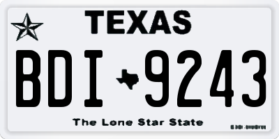 TX license plate BDI9243