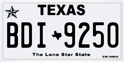 TX license plate BDI9250