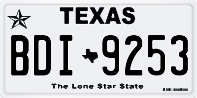 TX license plate BDI9253