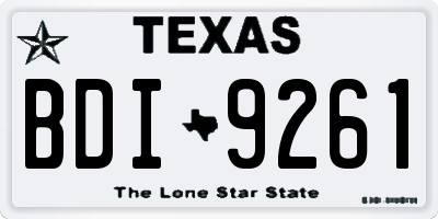 TX license plate BDI9261