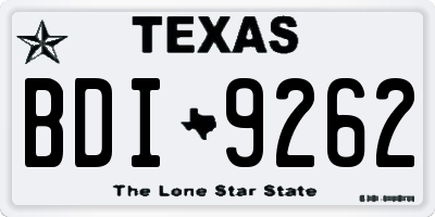 TX license plate BDI9262