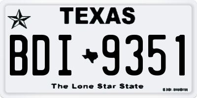 TX license plate BDI9351
