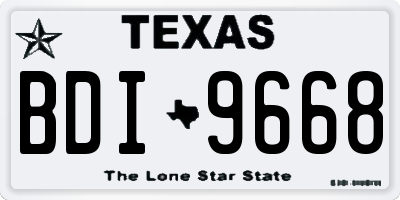 TX license plate BDI9668