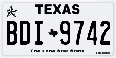 TX license plate BDI9742