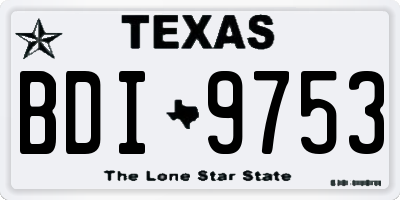 TX license plate BDI9753