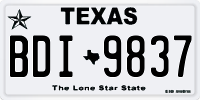 TX license plate BDI9837