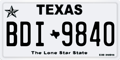 TX license plate BDI9840