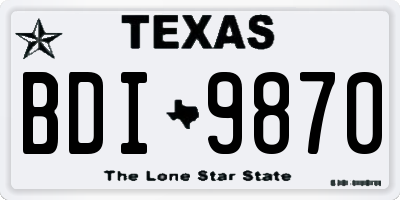 TX license plate BDI9870