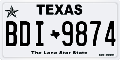 TX license plate BDI9874