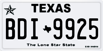 TX license plate BDI9925