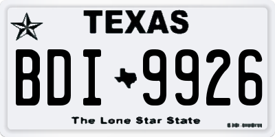 TX license plate BDI9926