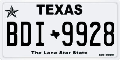 TX license plate BDI9928