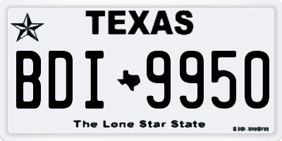 TX license plate BDI9950
